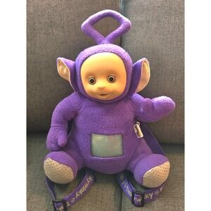 Vintage 1999 Teletubbies Tinky Winky Plush Backpack Purse Holiday Fair Ragdoll